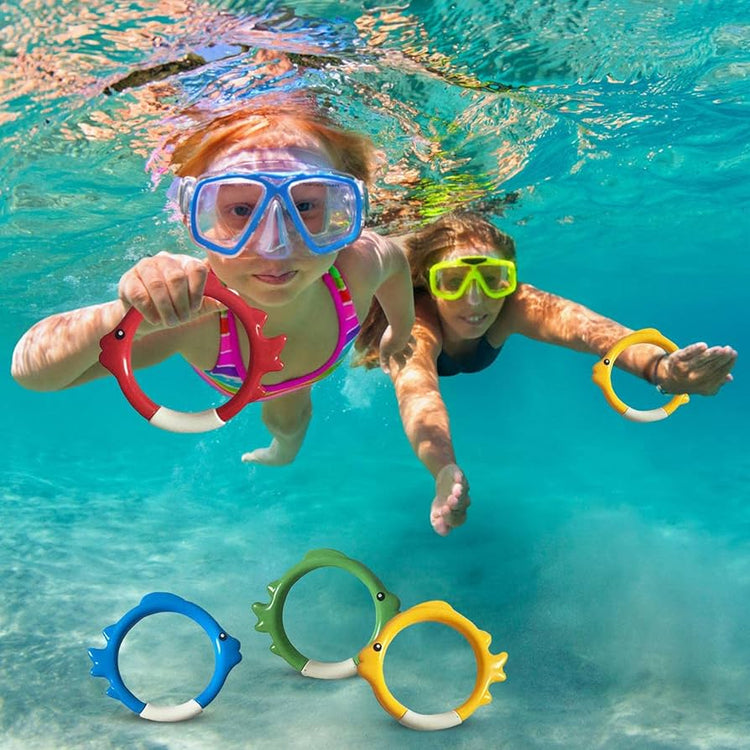 Juego de Piscina 4 Anillos de Pez Bajo el Agua