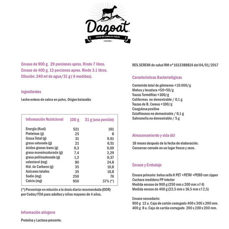 LECHE DE CABRA DAGOAT - 400GRS